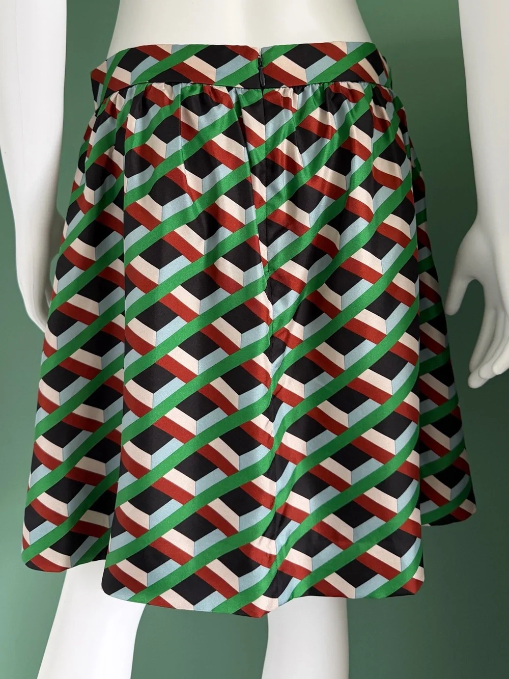 J. Crew Ratti Graphic Diamond Print Silk Skirt